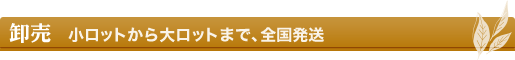 卸売：小ロットから大ロットまで、全国発送